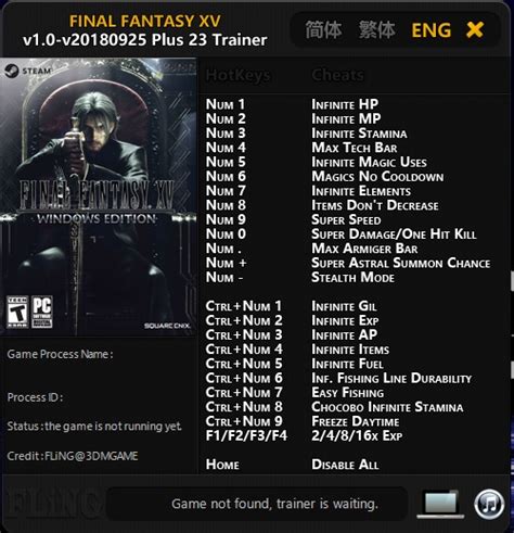 Final Fantasy XV Trainer and Cheats Discussion .